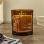 Personalised May Birth Flower Design Scented Amber Glass Jar Candle - Image 4