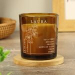 Personalised July Birth Flower Design Scented Amber Glass Jar Candle
