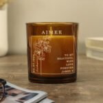 Personalised July Birth Flower Design Scented Amber Glass Jar Candle - Image 3