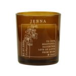 Personalised July Birth Flower Design Scented Amber Glass Jar Candle - Image 7