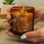 Personalised October Birth Flower Design Scented Amber Glass Jar Candle - Image 2