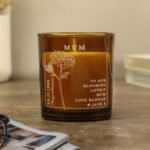 Personalised November Birth Flower Design Scented Amber Glass Jar Candle - Image 4