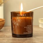 Personalised December Birth Flower Design Scented Amber Glass Jar Candle - Image 4