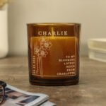 Personalised December Birth Flower Design Scented Amber Glass Jar Candle - Image 5