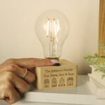 Personalised Any Message Houses Design Wooden Base Bulb Light - Image 2