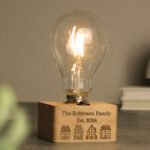 Personalised Any Message Houses Design Wooden Base Bulb Light - Image 3