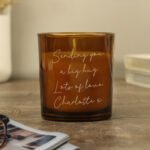 Personalised Any Message Scented Amber Glass Jar Candle - Image 5