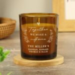 Personalised 'Together We Make A Home' Scented Amber Glass Jar Candle