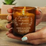 Personalised 'Together We Make A Home' Scented Amber Glass Jar Candle - Image 3