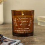 Personalised 'Together We Make A Home' Scented Amber Glass Jar Candle - Image 5