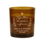 Personalised 'Together We Make A Home' Scented Amber Glass Jar Candle - Image 6