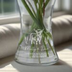 Personalised Highland Cow Design Glass Waisted Vase - Image 2