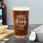 Personalised 'Fixer of All Things' Tools Motif Pint Glass & Bottle Opener Gift Set