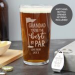 Personalised 'You're The Best By Par' Golf Themed Pint Glass & Bottle Opener Gift Set - Image 3