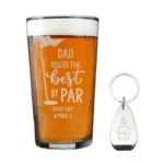 Personalised 'You're The Best By Par' Golf Themed Pint Glass & Bottle Opener Gift Set - Image 5