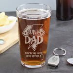 Personalised 'Super Dad' Pint Glass & Bottle Opener Gift Set