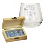 Personalised 'You're The Best By Par' Golf Themed Glass Tumbler & Whisky Stones Gift Set - Image 5