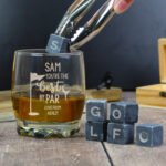 Personalised 'You're The Best By Par' Golf Themed Whisky Glass Tumbler & Whisky Stones Gift Set - Image 2