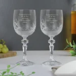 Personalised Any Message Pair of Crystal Wine Glasses