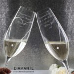 Personalised Hand Cut Heart Diamante Pair of Glass Champagne Flutes & Gift Box - Image 3