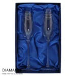Personalised Hand Cut Heart Diamante Pair of Glass Champagne Flutes & Gift Box - Image 5