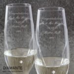 Personalised Hand Cut Heart Diamante Pair of Glass Champagne Flutes & Gift Box - Image 6
