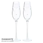 Personalised Hand Cut Heart Diamante Pair of Glass Champagne Flutes & Gift Box - Image 6