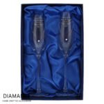 Personalised Hand Cut Heart Diamante Pair of Glass Champagne Flutes & Gift Box - Image 7