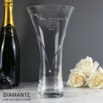 Personalised Any Message Large Hand Cut Diamante Heart Glass Vase - Image 2