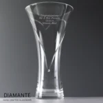 Personalised Any Message Large Hand Cut Diamante Heart Glass Vase - Image 2