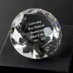 Personalised Any Message Diamond Design Glass Paperweight - Image 4