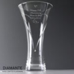 Personalised Any Message Large Hand Cut Little Hearts Motif Diamante Glass Vase - Image 5