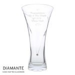 Personalised Any Message Large Hand Cut Little Hearts Motif Diamante Glass Vase - Image 6