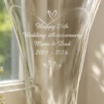Personalised Little Hearts Motif Large Hand Cut Diamond Effect Glass Vase - Image 2