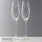 Personalised Hand Cut Little Hearts Motif Pair of Glass Champagne Flutes + Gift Box