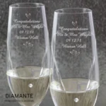 Personalised Hand Cut Little Hearts Motif Pair of Glass Champagne Flutes + Gift Box - Image 2