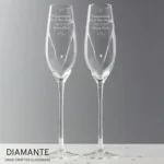 Personalised Hand Cut Little Hearts Motif Pair of Glass Champagne Flutes + Gift Box - Image 3