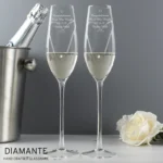 Personalised Hand Cut Little Hearts Motif Pair of Glass Champagne Flutes + Gift Box - Image 4