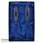 Personalised Hand Cut Little Hearts Motif Pair of Glass Champagne Flutes + Gift Box - Image 5