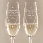 Personalised Little Hearts Motif Hand Cut Pair of Glass Champagne Flutes + Gift Box - Image 4