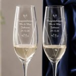 Personalised Little Hearts Motif Hand Cut Pair of Glass Champagne Flutes + Gift Box - Image 5