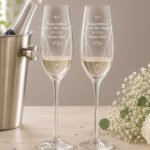 Personalised Little Hearts Motif Hand Cut Pair of Glass Champagne Flutes + Gift Box - Image 6
