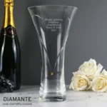 Personalised Any Message Large Hand Cut Gold Diamante Heart Glass Vase - Image 3