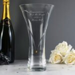 Personalised Any Message Large Hand Cut Gold Diamond Effect Heart Glass Vase - Image 2
