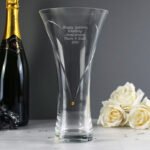 Personalised Any Message Large Hand Cut Gold Diamond Effect Heart Glass Vase - Image 4