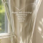 Personalised Any Message Large Hand Cut Ruby Diamond Effect Heart Glass Vase - Image 2