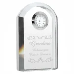 Personalised Any Message Hearts & Swirls Design Crystal Glass Mantel Clock - Image 3