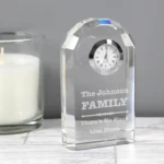 Personalised Any Message Scroll Design Crystal Glass Mantel Clock - Image 3