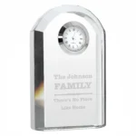 Personalised Any Message Scroll Design Crystal Glass Mantel Clock - Image 4