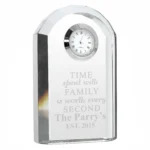 Personalised 'Time Spent With Family' Crystal Glass Mantel Clock - Image 3